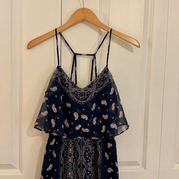 Princess Vera Wang Blue Pink Paisley Print Sleeveless Maxi Dress Medium - Picture 3 of 11